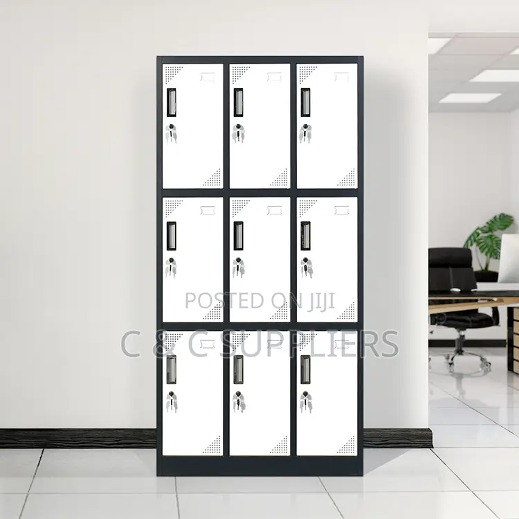 9 Locker Gray Filling Document Cabinet.