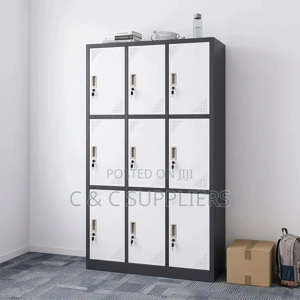 9 Locker Gray Filling Document Cabinet.