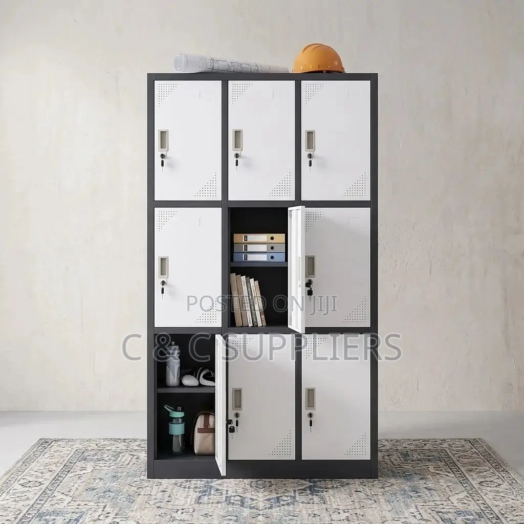9 Locker Gray Filling Document Cabinet.