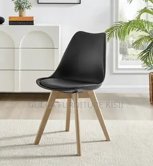 Padded Black Eames Chair With Wooden Legs