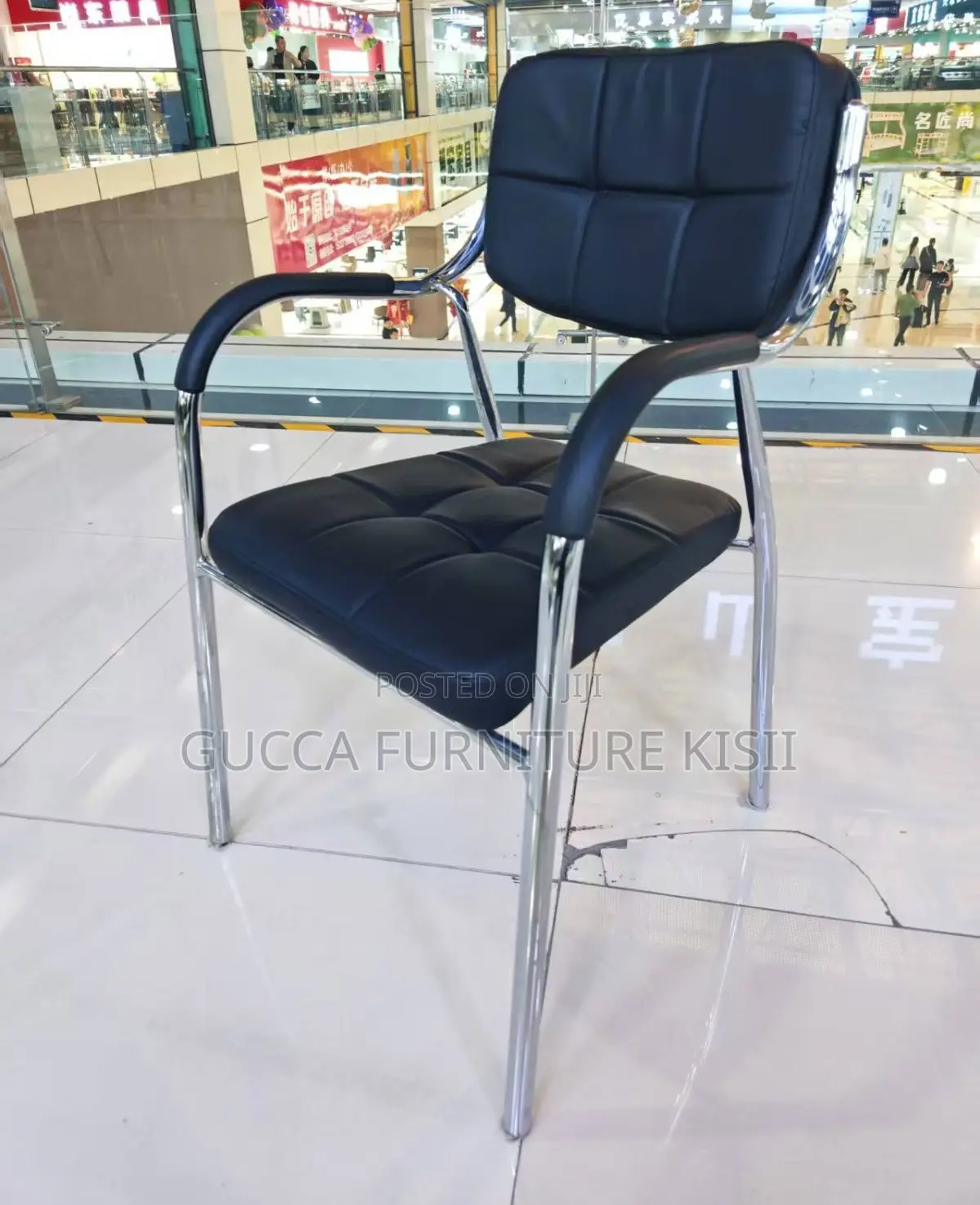 Catalina Leather Stackable Seat With Armrest