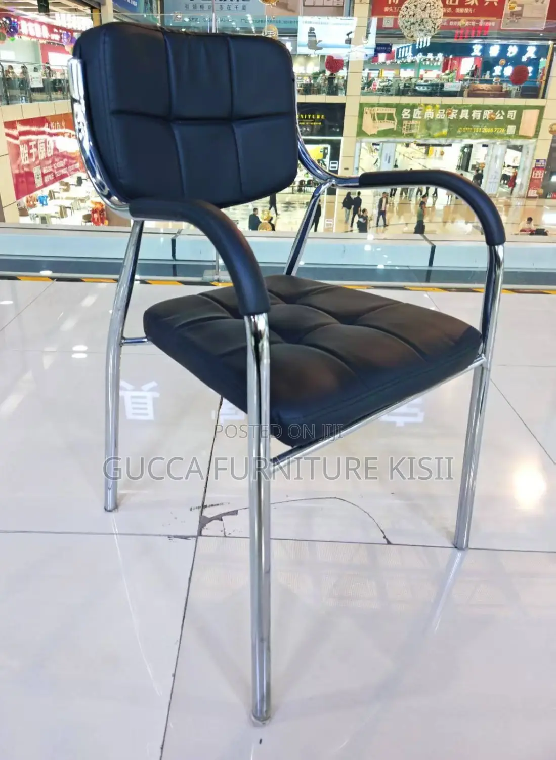 Catalina Leather Stackable Seat With Armrest
