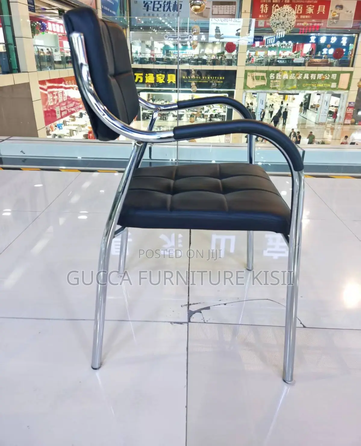 Catalina Leather Stackable Seat With Armrest