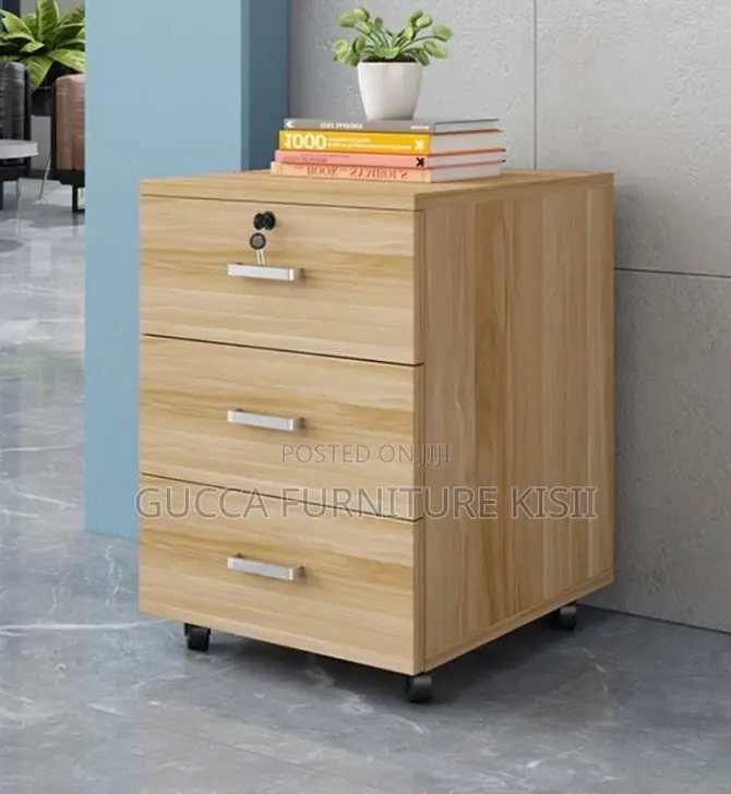 3 Drawer Wooden Storage Pedestal With Rollers