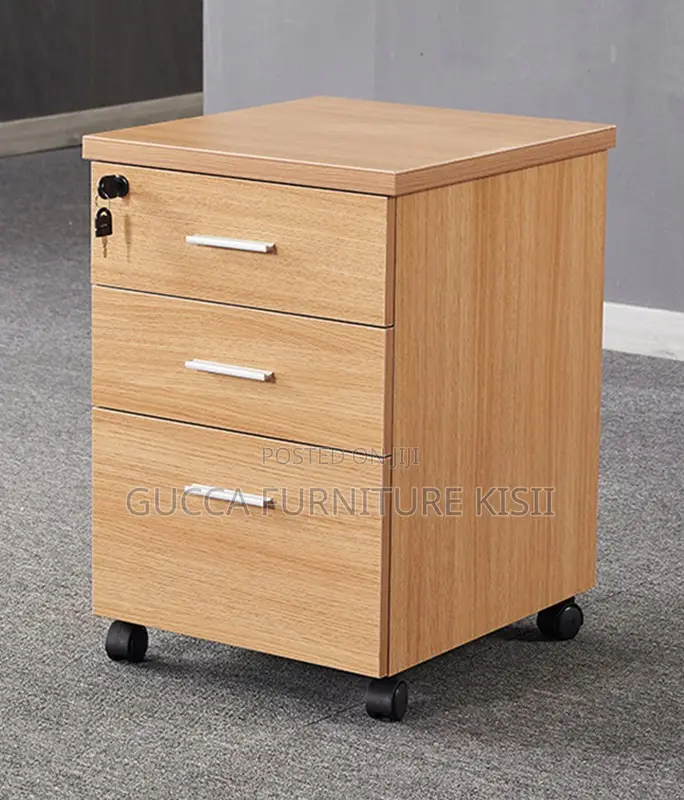 3 Drawer Wooden Storage Pedestal With Rollers