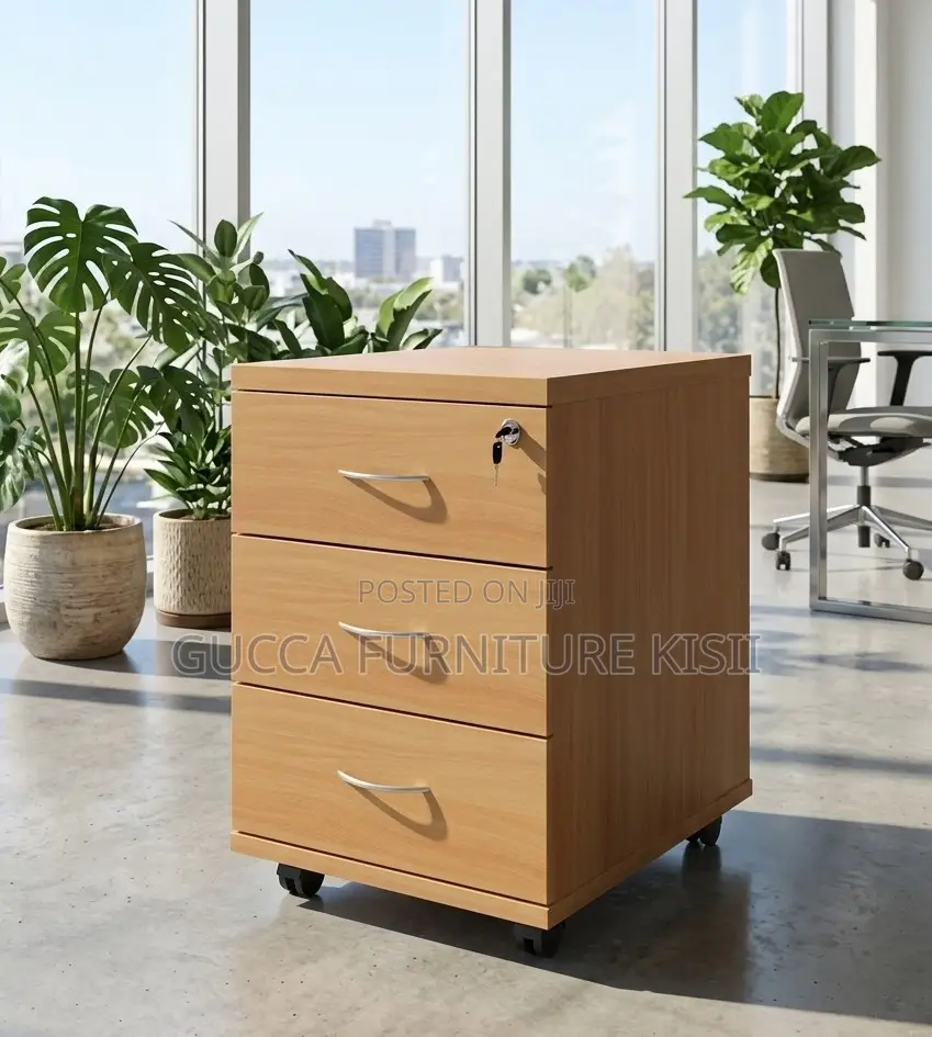 3 Drawer Wooden Storage Pedestal With Rollers