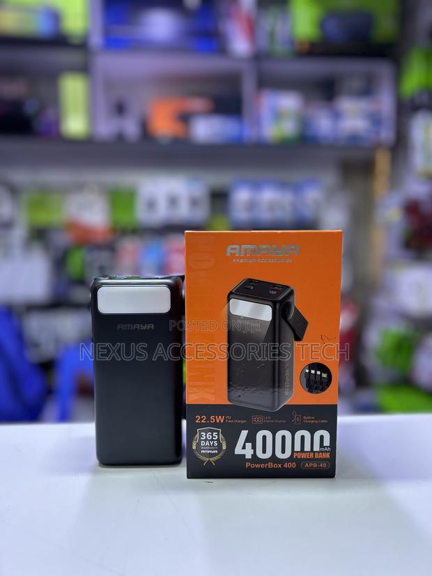 Amaya 40000mAh Power Bank 22.5W Fast Charging With Built-in Cables
