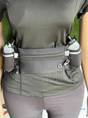Reflective Running Waist Belt With Water Bottles