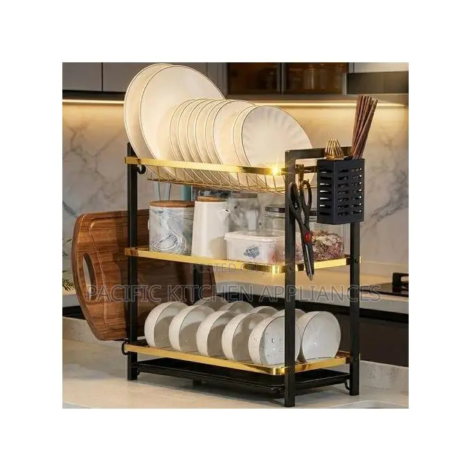 Heavy Duty -3 Tier Metallic Dishrack and Kitchen