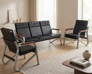 Ontemporary 5-Seater Black Reception Furniture Set