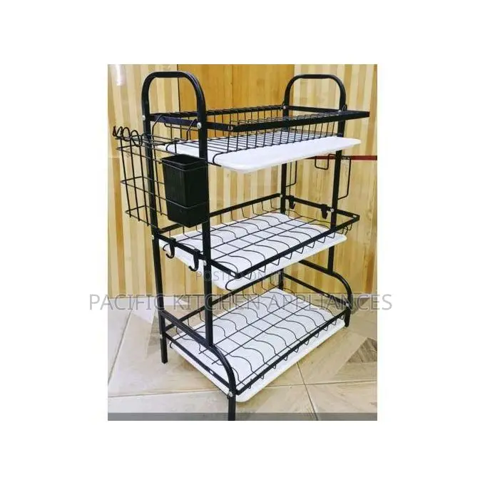 Metallic 3 Tier Dishrack and Kitchen Organizer- BLACK