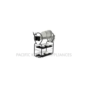 22 Inch 3 Tier Stainless Steel Dishrack With 2 Drainers Trays