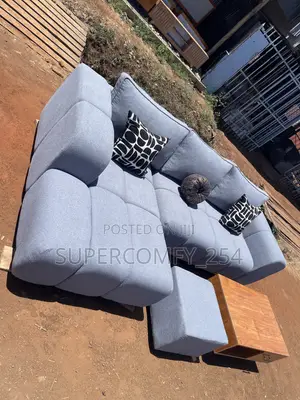 A Sky Blue Contemporary Bubble L - Shaped Sofa