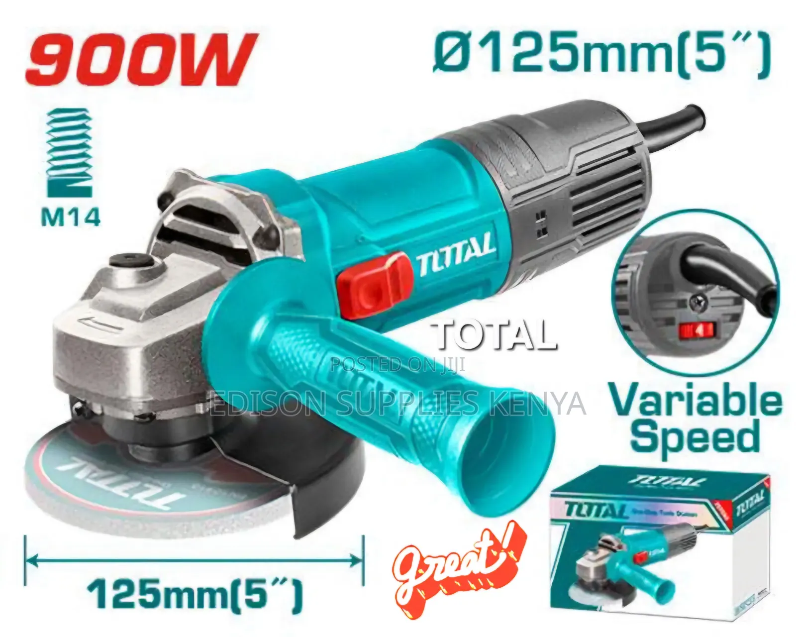 Total Angle Grinder 900w Variable Speed Angle Grinder 5 Inch 900watt