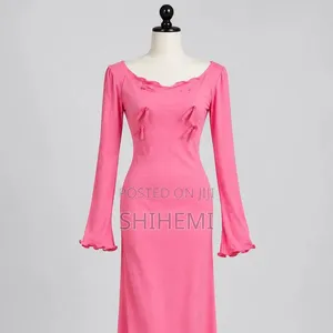 Pink, Long-Sleeve Dress