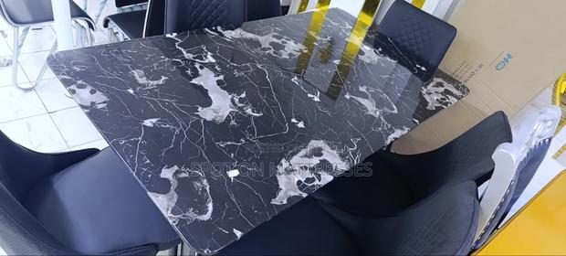 Dining Set With Marble Top Table + 6 Leather Seats. Free Delivery! - thumbnail 4