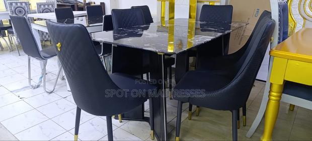Dining Set With Marble Top Table + 6 Leather Seats. Free Delivery! - thumbnail 2