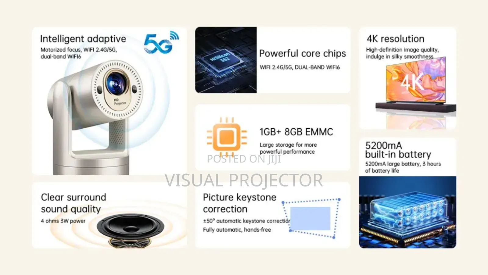 Inbuilt Battery Projector Portable Projector