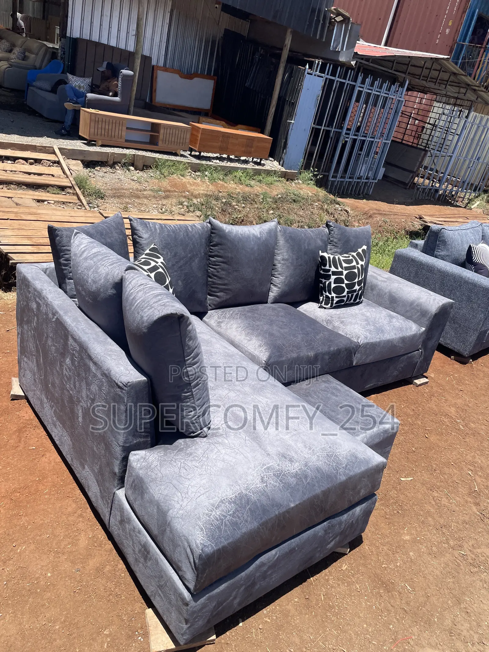 A Six Seater Grey Comfy L Seat