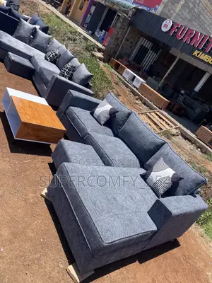 A Dark Grey Fancy L Shape Sofa