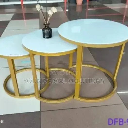 3 in 1 Executive Glass Effect Marble Table