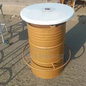 Custom Drum Bar Table, Gold With Marble Top ,
