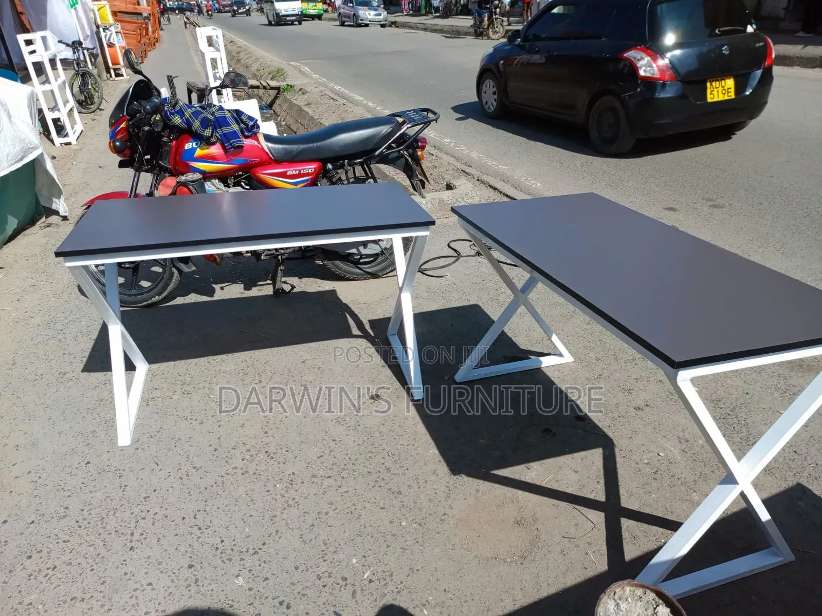 X Table White Grey