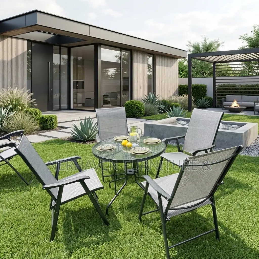 Outdoor Foldable 4 Seater Dining Set – Modern Outdoor Dining