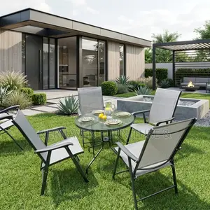 Outdoor Foldable 4 Seater Dining Set – Modern Outdoor Dining