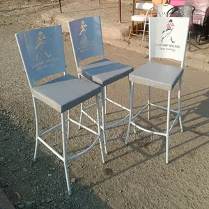 Laser Cut Powder Coated High Bar Chairs, White and Grey