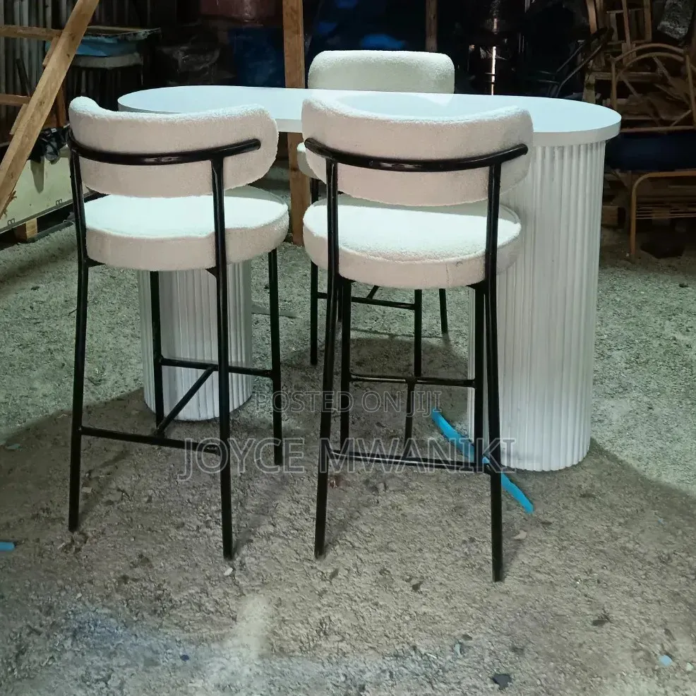 Counter Table With 3 Counter Chairs, White