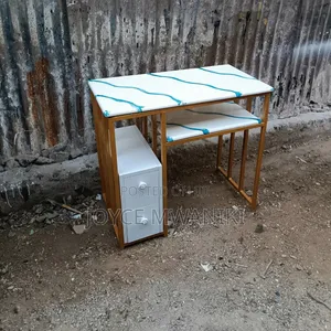 Manicure Marble Table, With Blue Flowers 