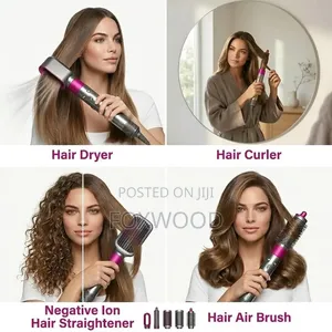 5-in-1 Hair Styler Hot Air Brush With Straightener, Curler, Dryer