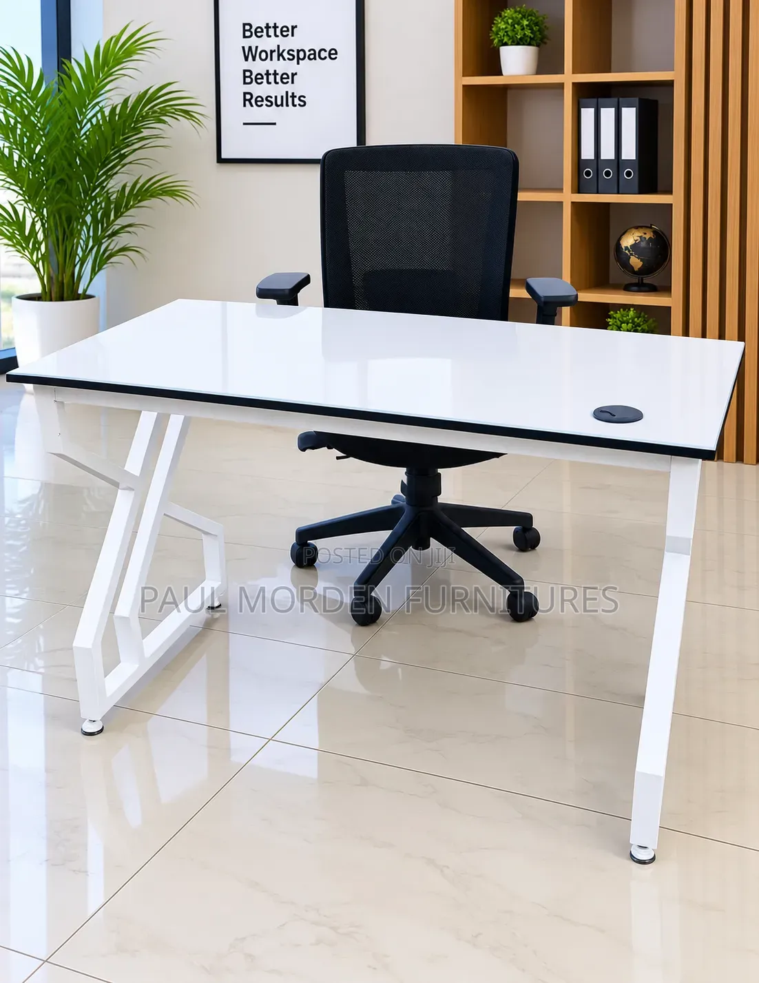White Frame Metal Table