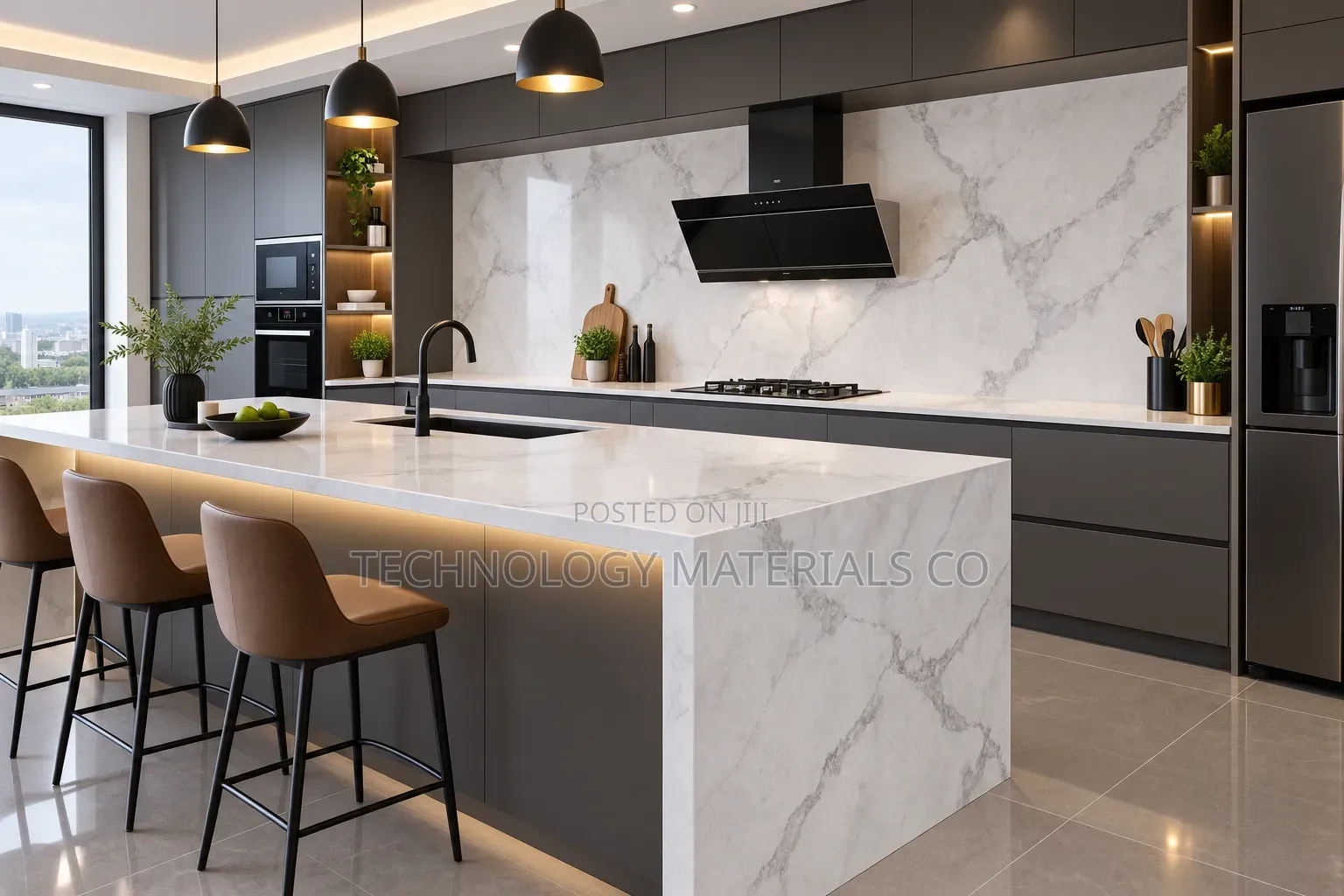 Light Grey Marble-Effect Sintered Stone Slab – Modern Luxury Finish