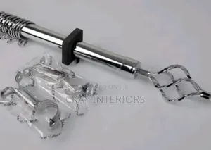 2m Single Silver and Gold Adjustable Curtain Rods
