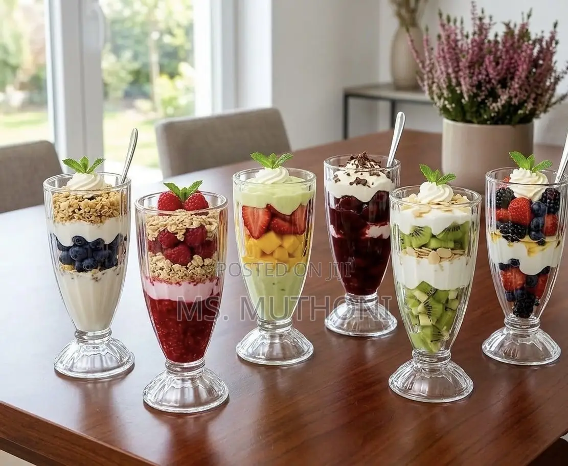 6 PCS Footed Ice Cream and Sundae Glassware Set