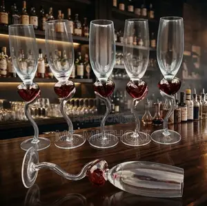 6 PCS Artistic Heart Champagne Flutes