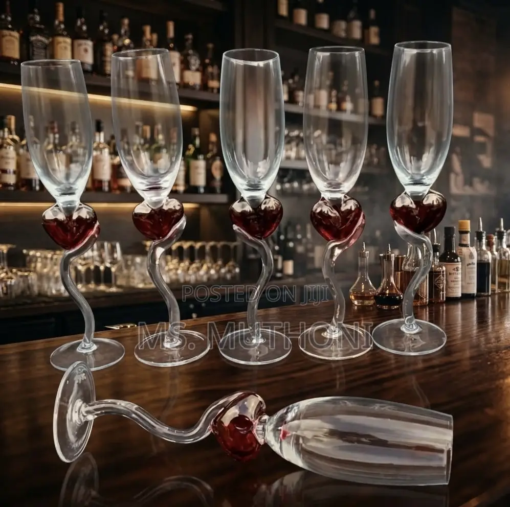 6 PCS Artistic Heart Champagne Flutes