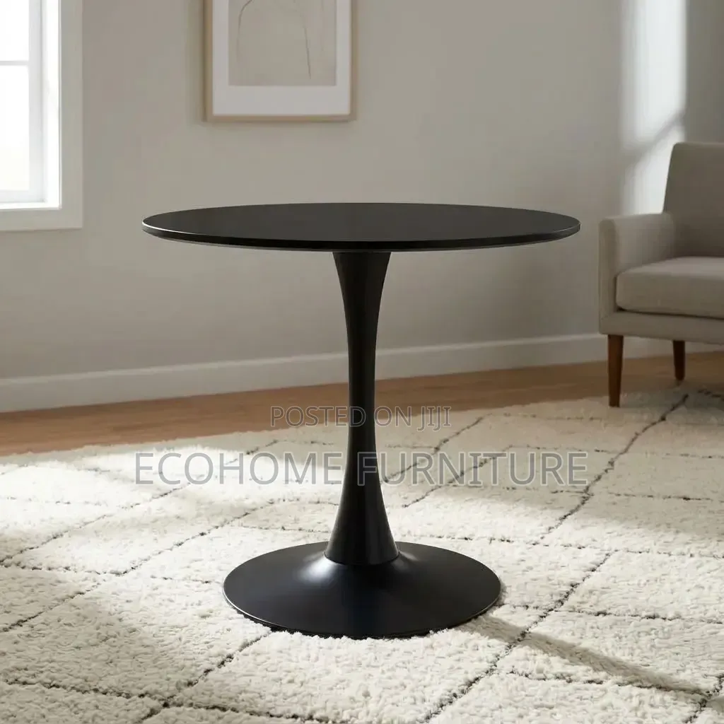 Dining Table – Round Black Pedestal Table