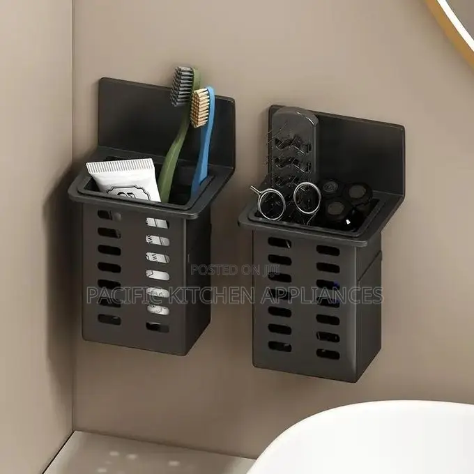 1 PCS Black Toothpaste Holder and Toothbrush Holder Wall-Mounted