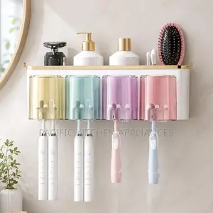 CYFAZA Wall-Mounted Toothbrush Holder With 4 Cups
