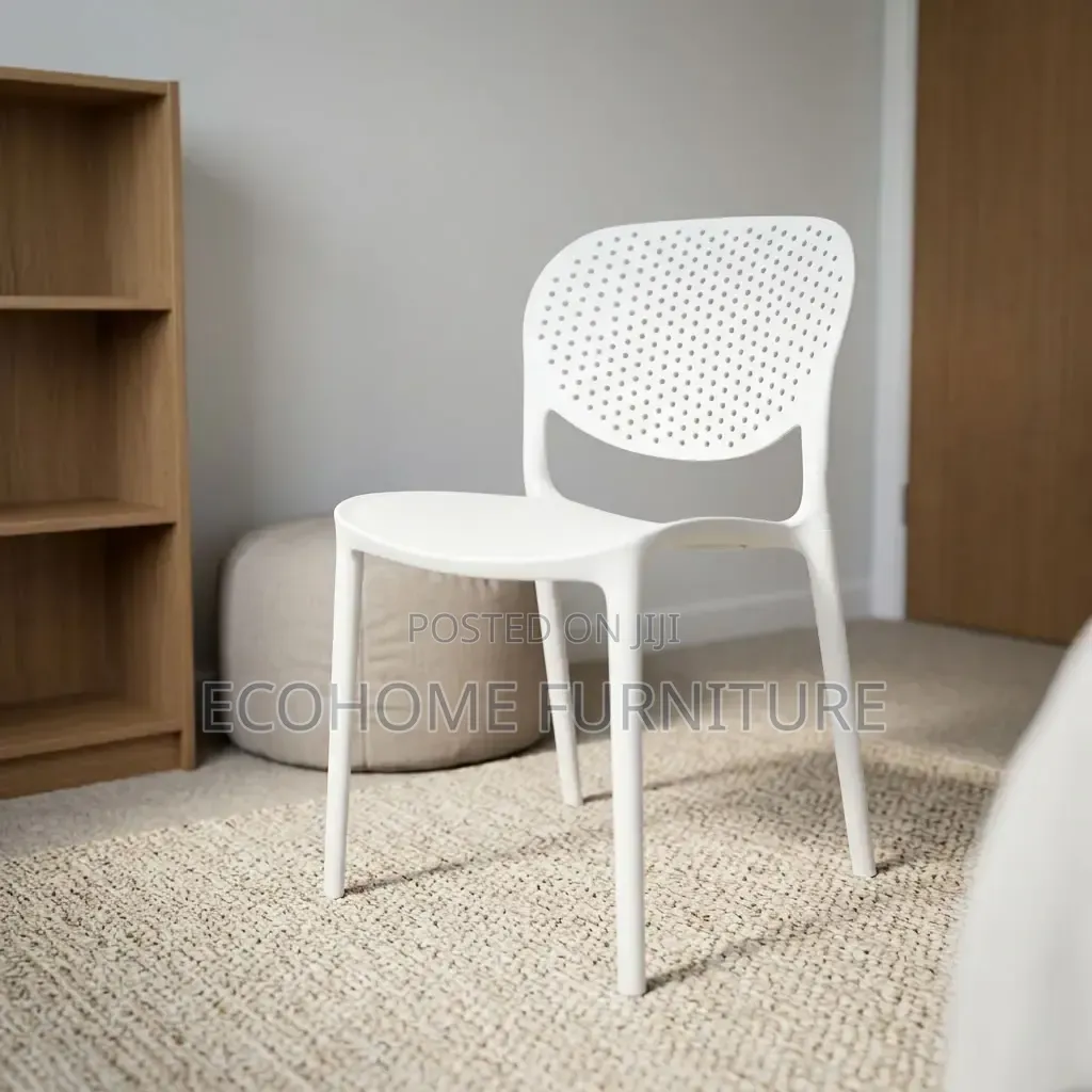 Dining Chair – White Plastic Chair With Backrest