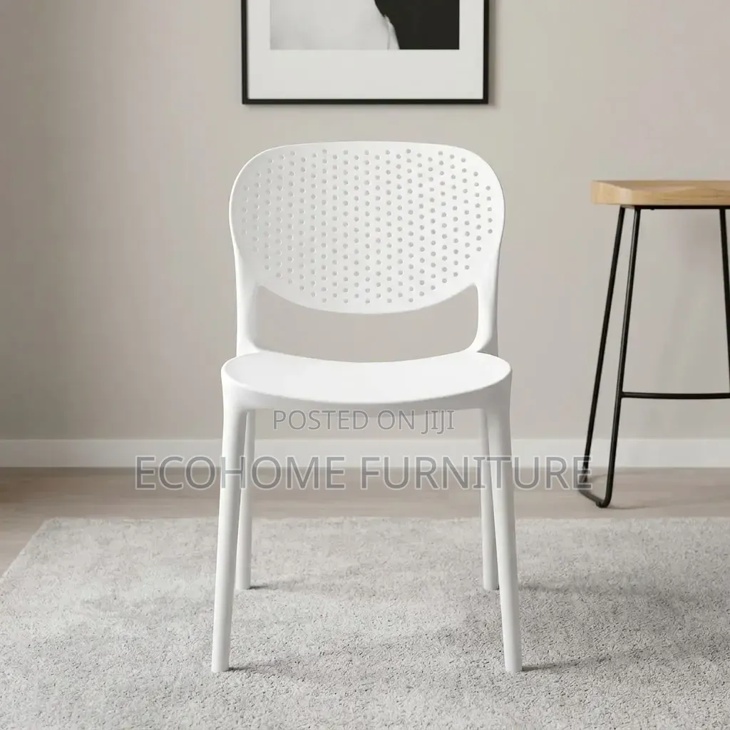 Dining Chair – White Plastic Chair With Backrest