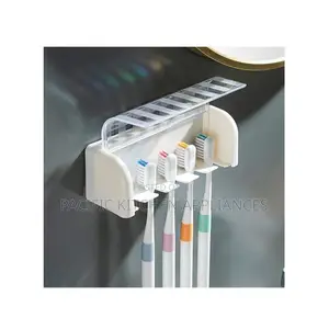 5 Slots Wall Mount Toothbrush Holder With Cover,