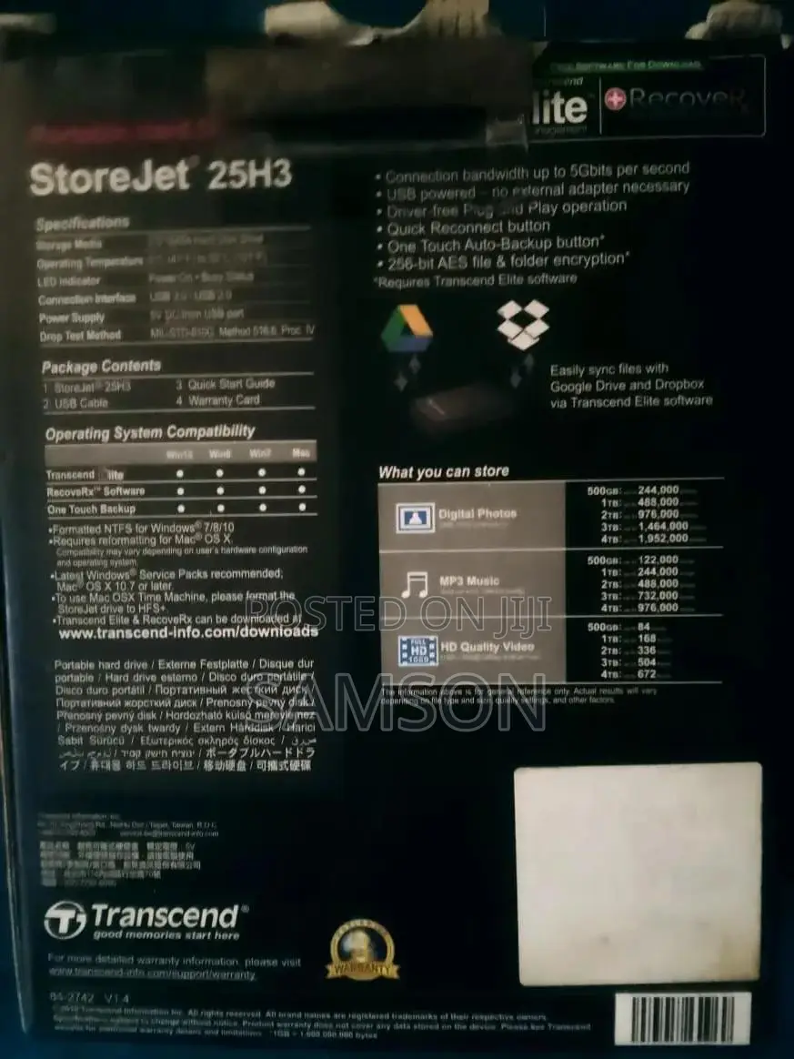 Transcend External Hard Drive 2TB