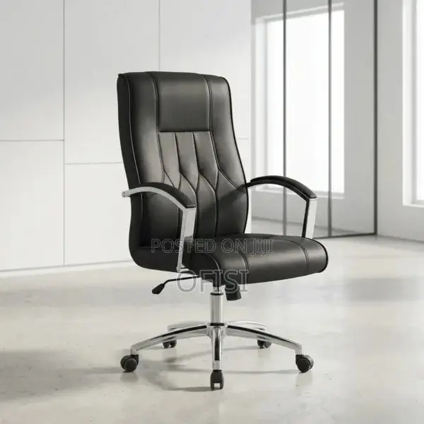 Office Chair; Brown Leather Ergonomic Office Chair