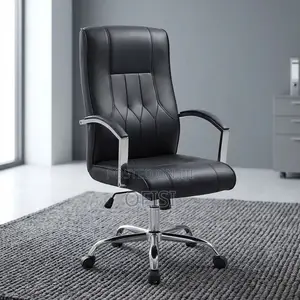 Office Chair; Brown Leather Ergonomic Office Chair