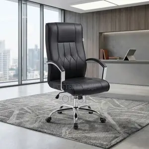 Office Chair; Brown Leather Ergonomic Office Chair