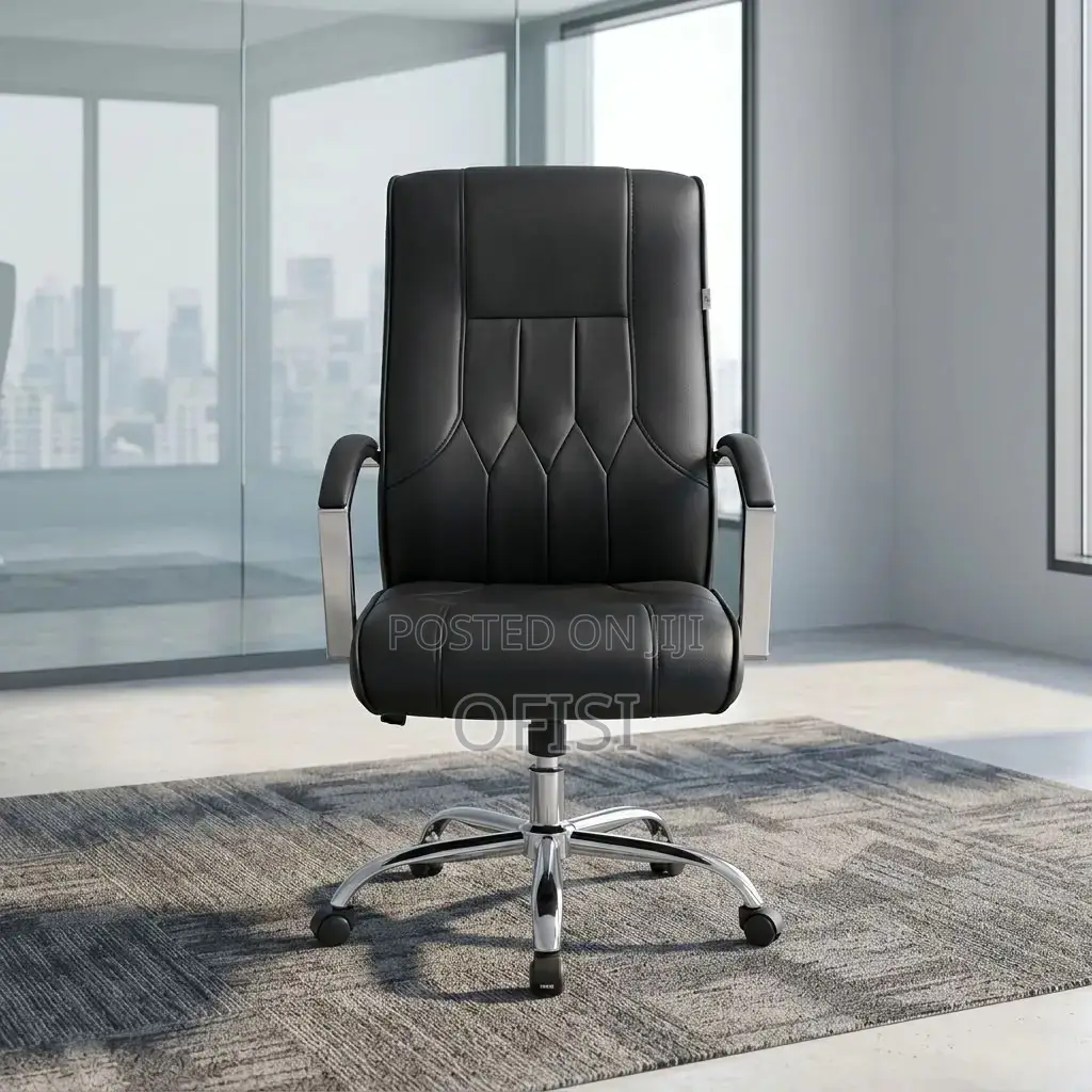 Office Chair; Brown Leather Ergonomic Office Chair